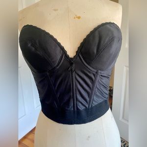 Vintage Black Strapless Bustier - Lingerie Pinup Retro Burlesque 36B